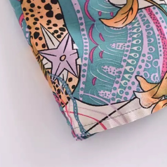 Green Cosmic Galaxy Moon Boho Short Kimono Coverup Robe - Picture 5 of 11